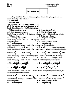 Kiểm tra 15 phút môn Toán 9